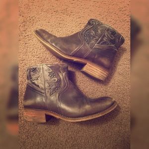 Taos olive green studded booties